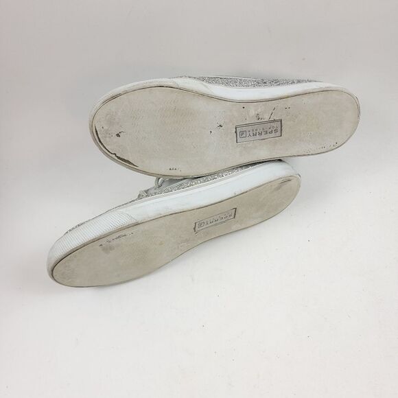 Sperry Top Sider Women's Silver Glitter Sparkle Slip On Boat Size 7M Shoes - Picture 4 of 7